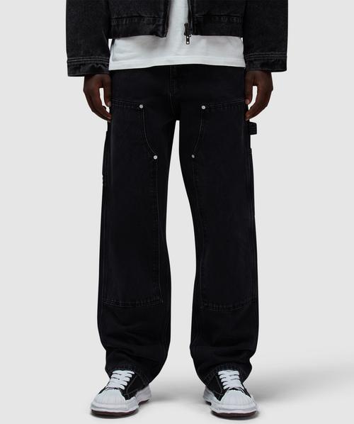 Patta Double knee cartoon denim pant | BLACK | SEVENSTORE