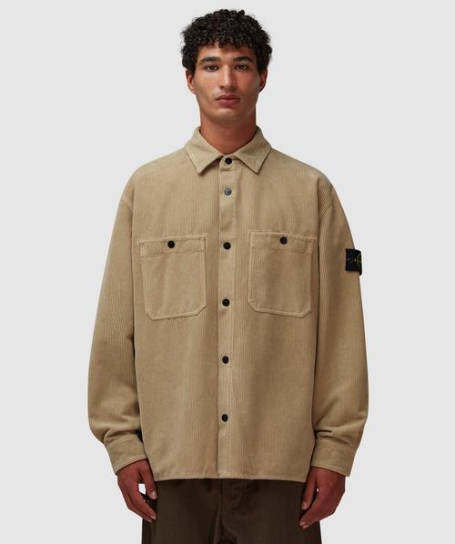 Stone Island 800 corduroy button overshirt | DESERT | SEVENSTORE