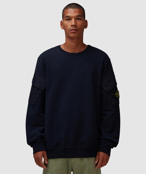 Stone Island Garment dyed pocket sweater NAVY BLUE SEVENSTORE