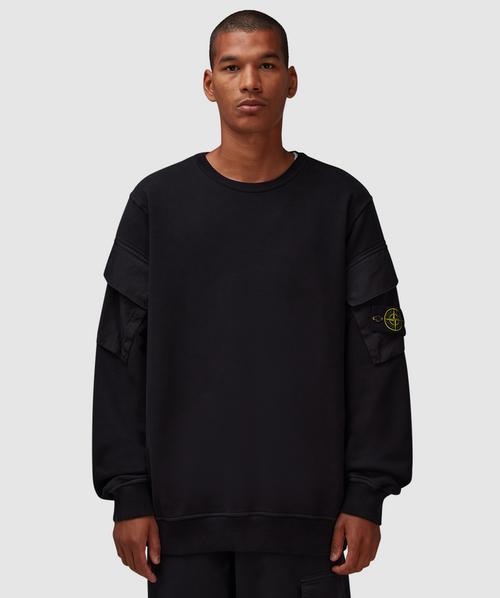 Garment Dyed Stone Island Black Sweatshirt Garment Dyed Cotton