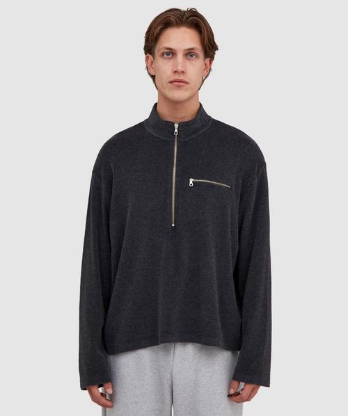 MKI MIYUKI ZOKU Towelling quarter zip sweatshirt | CHARCOAL