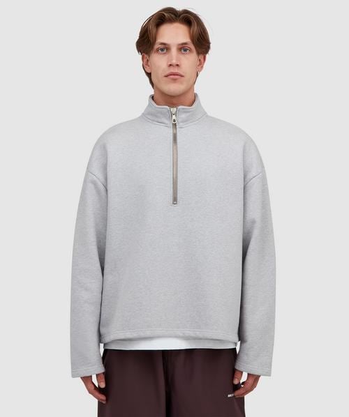 miyu MKI MIYUKI ZOKU 800gsm heavyweight quarter zip sweater | GREY