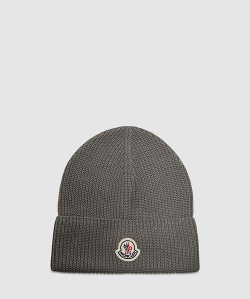 Moncler Knitted logo beanie | GREY | SEVENSTORE