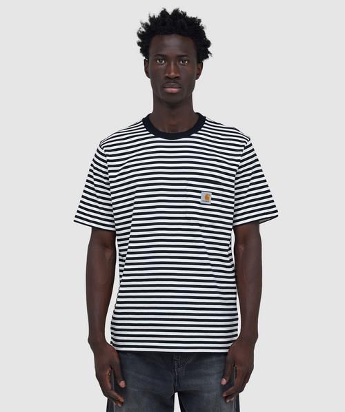Carhartt WIP Ezra pocket t-shirt | EZRA STRIPE, COZY BLUE / WAX