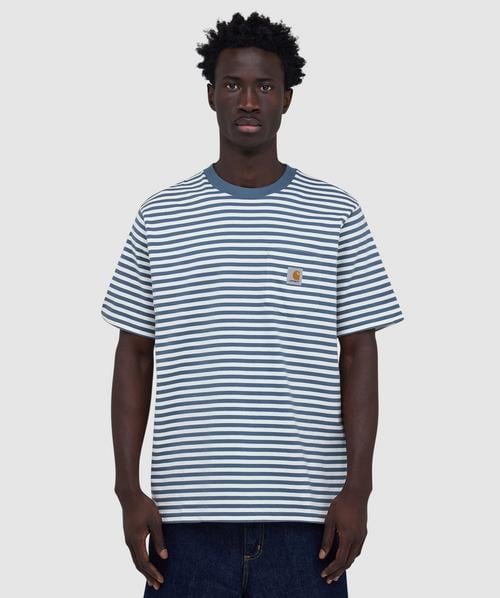 ELECTRIC/NYLON CARGO POCKET TEE 「2025SS」 Carhartt WIP Ezra pocket t-shirt | EZRA STRIPE, BLACK / WAX