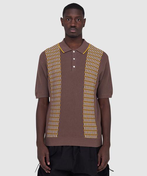 トップス polo shirt / BEAMS Beams Plus Knit polo born stripe 14G shirt | BROWN | SEVENSTORE