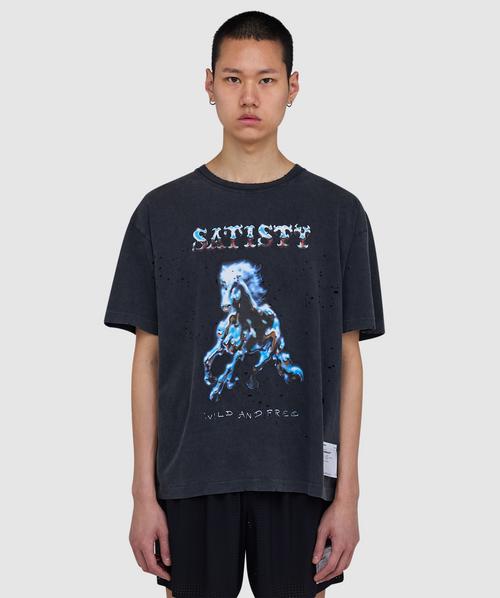 Satisfy Mothtech chrome eagle t-shirt | AGED BLACK | SEVENSTORE