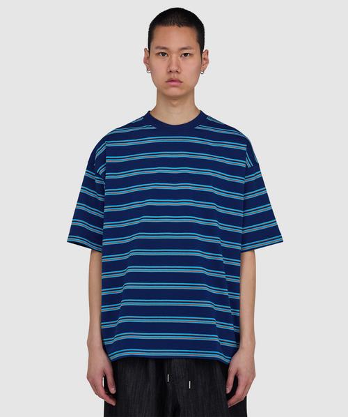 ピ* \"OPPOSITE STRIPE PULLOVER SHIRT Beams Half zip pullover shirt | BLUE | SEVENSTORE