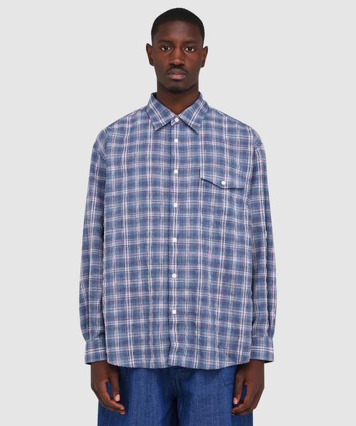 Y's ワイズ 美品 DEFORMATION CHECK BLOUSE 2 FrizmWORKS Uneven check shirt | BLUE | SEVENSTORE