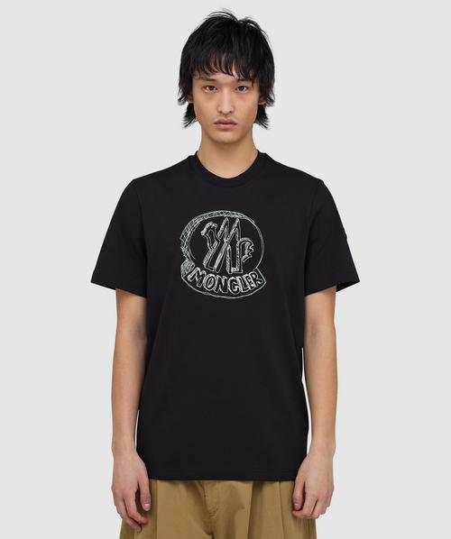 Moncler Large hand sketch logo t-shirt | BLACK | SEVENSTORE