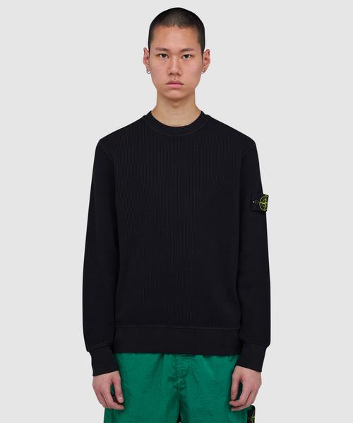 トップス stone  Cotton Fleece Sweatshirt Stone Island Organic cotton fleece garment dyed sweatshirt | BLACK