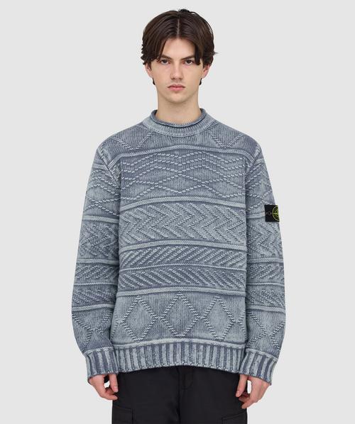 Stone Island Aran cashmere frosted sweater | BLUE | SEVENSTORE