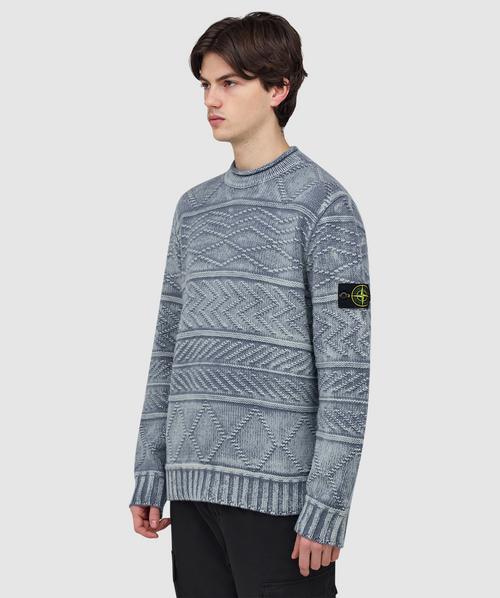 Stone Island Aran cashmere frosted sweater | BLUE | SEVENSTORE
