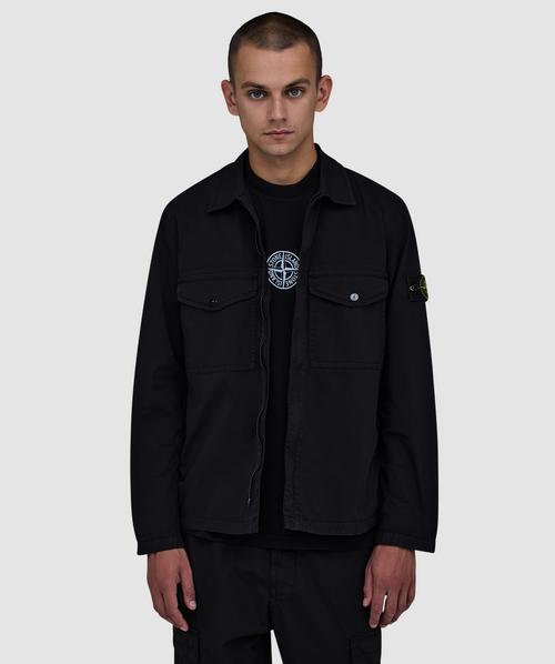 Stone Island Stretch organic cotton twill hooded overshirt | BLACK