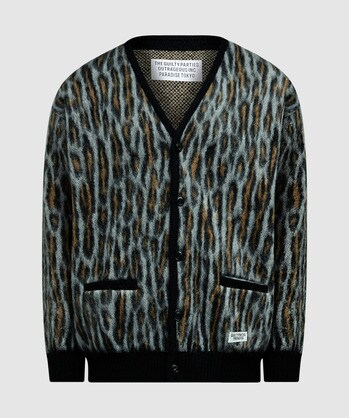 Wacko Maria Leopard Mohair Cardigan (Grey - L), Male